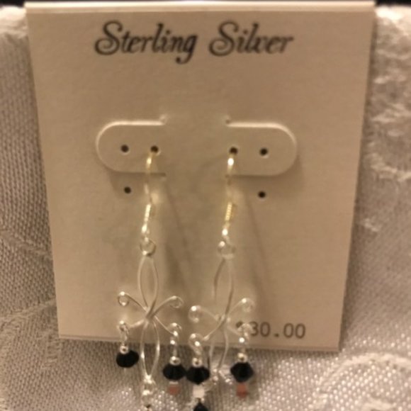 Kohls Sterling silver filigree jet drop earrings - Picture 4 of 6